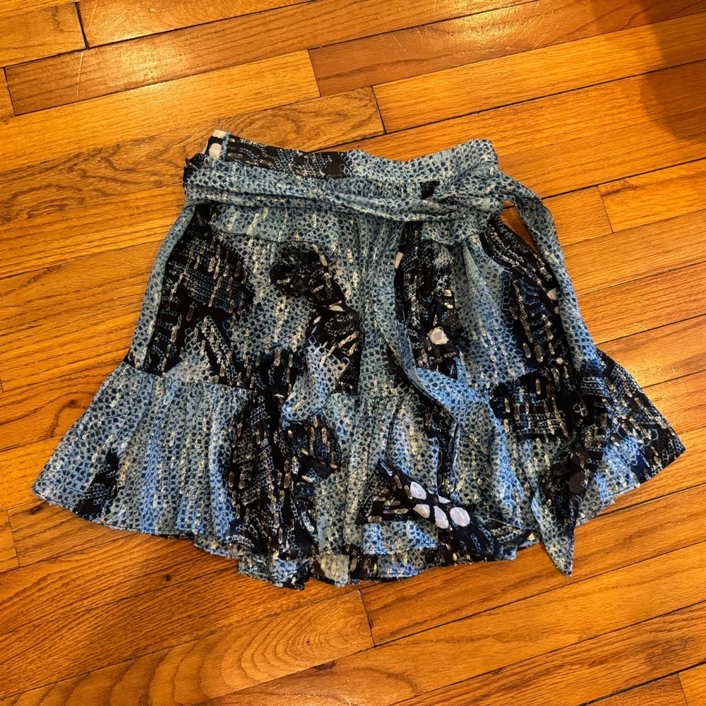Ulla Johnson Navy and Gold Patterned Skirt